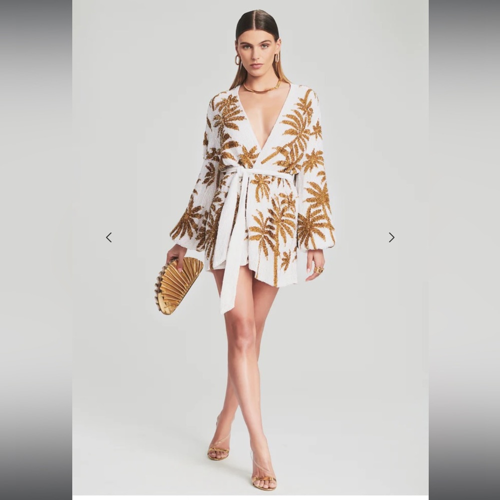 Retrofete Gabrielle Sequin Palm Dress